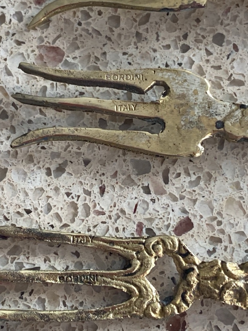Vintage Bordini from Italy Decorative Forks in Gold tone - Set of 4 - Picture 3 of 4